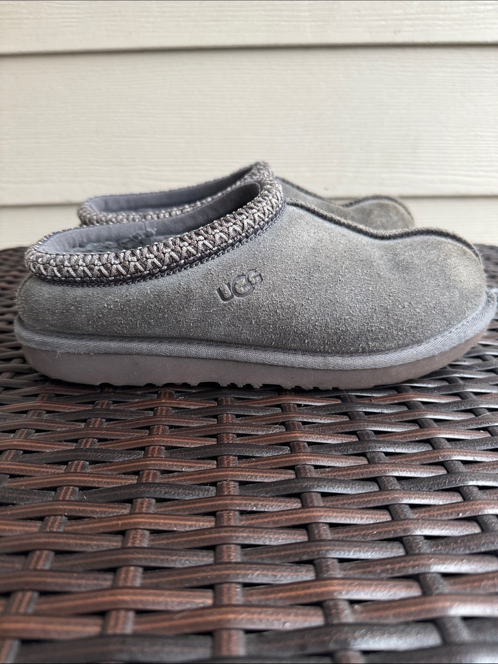 UGG Kids Gray Suede Slip-On Mules